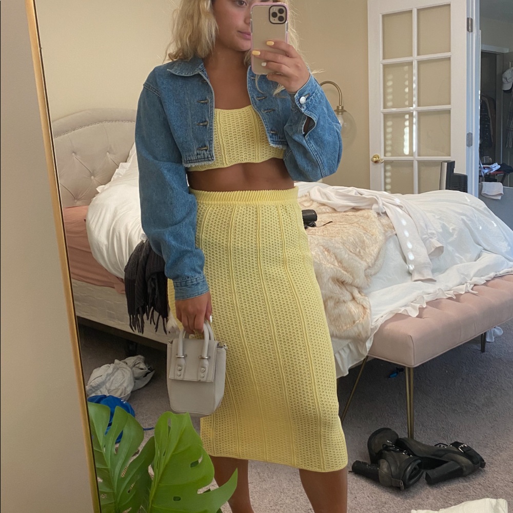 Yellow knit two piece
